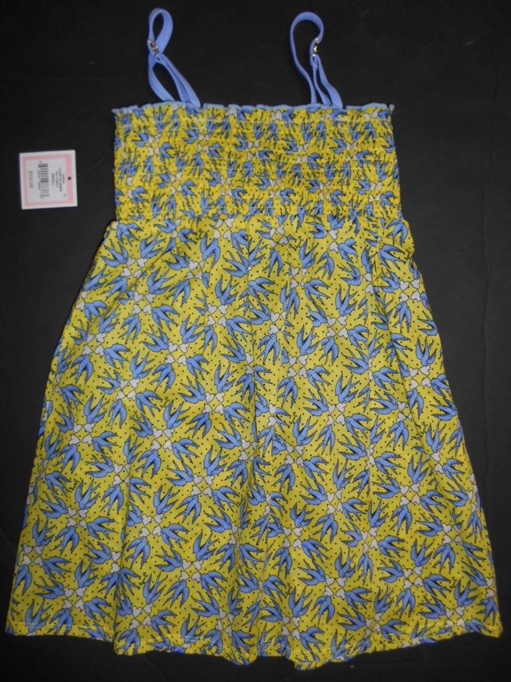 Juicy Couture Girls Yellow Sundress Swim cover-up Top with Blue Bird Print
